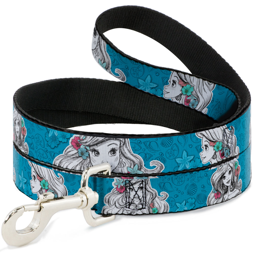 Dog Leash - Ariel Poses/Shells Sketch Blue/White