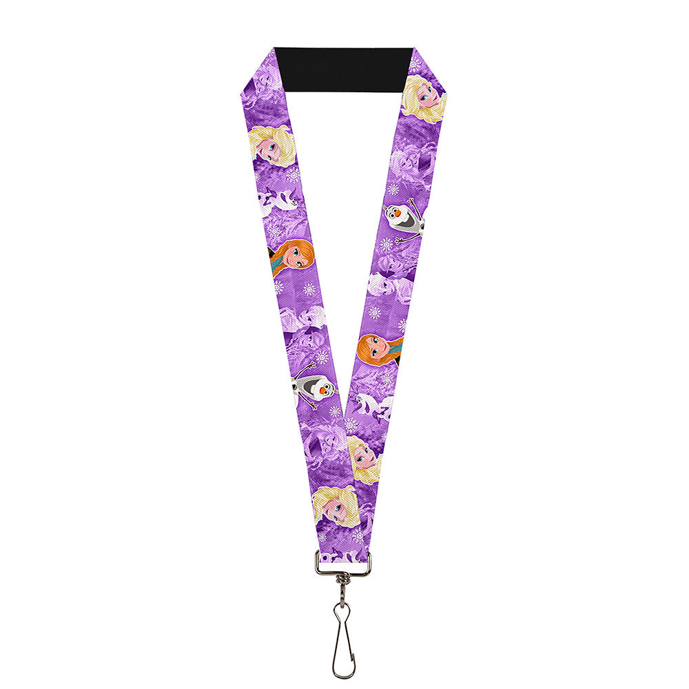 Lanyard - 1.0" - Frozen Anna Elsa Olaf Poses Scenes Purples