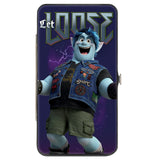 Hinged Wallet - Onward Barley LET LOOSE Smiling Pose + Galaxy Purples