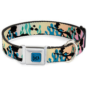 LUCA Logo Full Color Turquoise/Black Seatbelt Buckle Collar - Luca and Alberto Sea Monsters Underwater Silhouette Ombre/Black