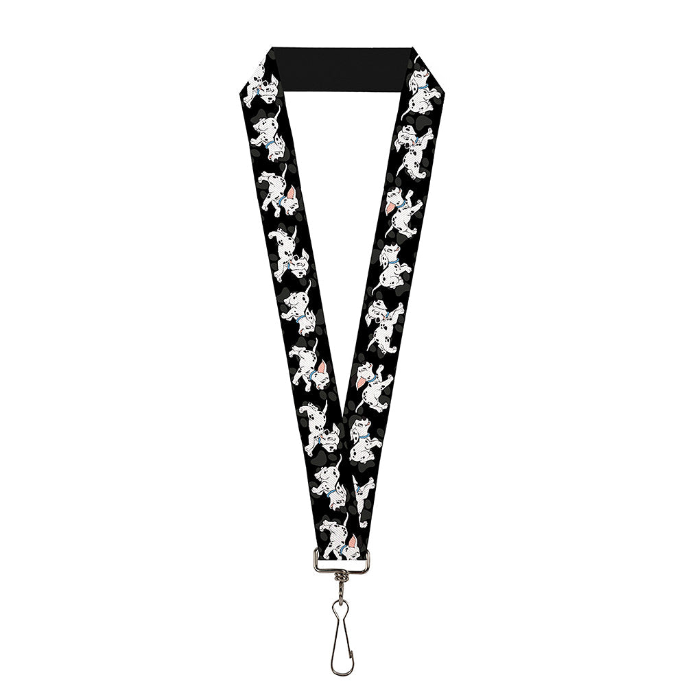 Lanyard - 1.0" - Dalmatians Running Paws Black Gray White Black