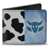 Bi-Fold Wallet - Toy Story Woody Denim Cowboy Bull Icon Cow Print White Black