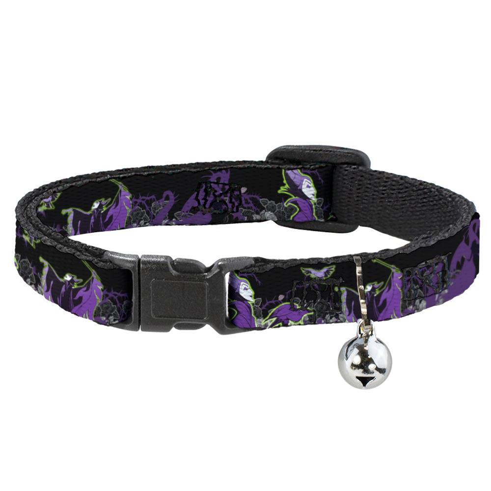 Cat Collar Breakaway - Maleficent & Diablo Black Roses Purples