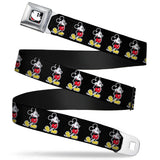 Classic Mickey Mouse Face CLOSE-UP Full Color Seatbelt Belt - Classic Mickey Mouse Pose Black Webbing