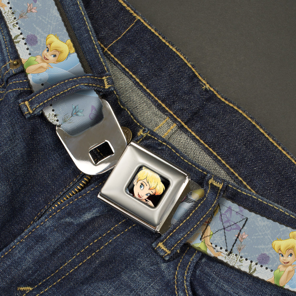 Tinker Bell CLOSE-UP Full Color Seatbelt Belt - Tinker Bell Garden Poses Webbing