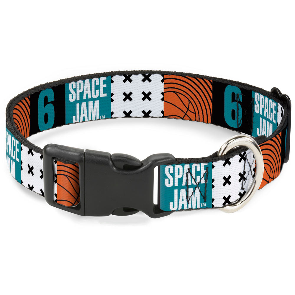 Plastic Clip Collar - SPACE JAM Number 6 Blocks Black/Turquoise/White/Red