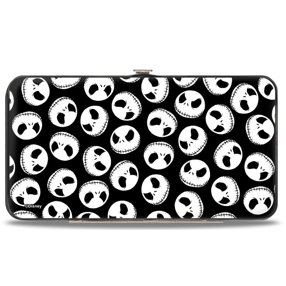 Hinged Wallet - Nightmare Before Christmas Jack Expression3 Centered Scattered Black White