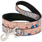 Dog Leash - PORKY PIG w/Poses Pink