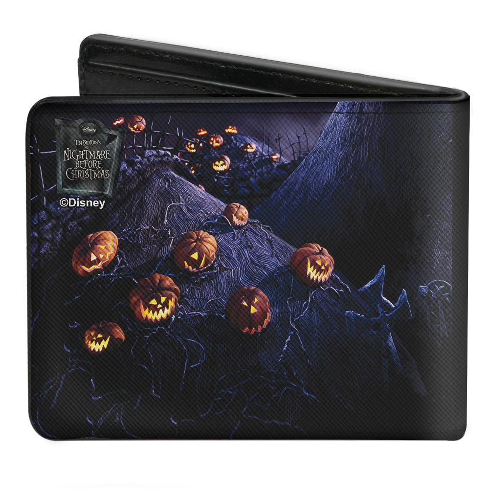 Bi-Fold Wallet - Nightmare Before Christmas Jack Full Moon Pose + Pumpkin Patch