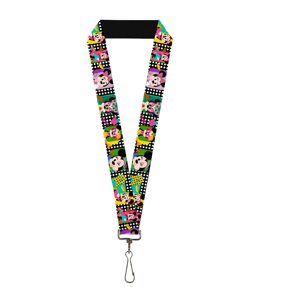 Lanyard - 1.0" - Mini Minnie Fashion Poses Polka Dot Black White Multi Color