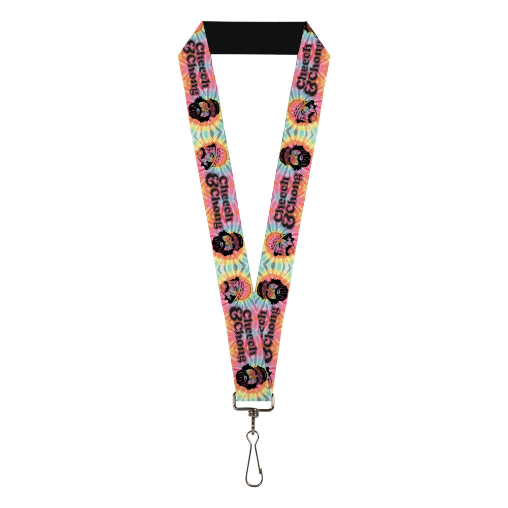 Lanyard - 1.0" - CHEECH & CHONG Caricature Faces HEY MAN AM I DRIVING OK? Tie Dye Multi Color Black