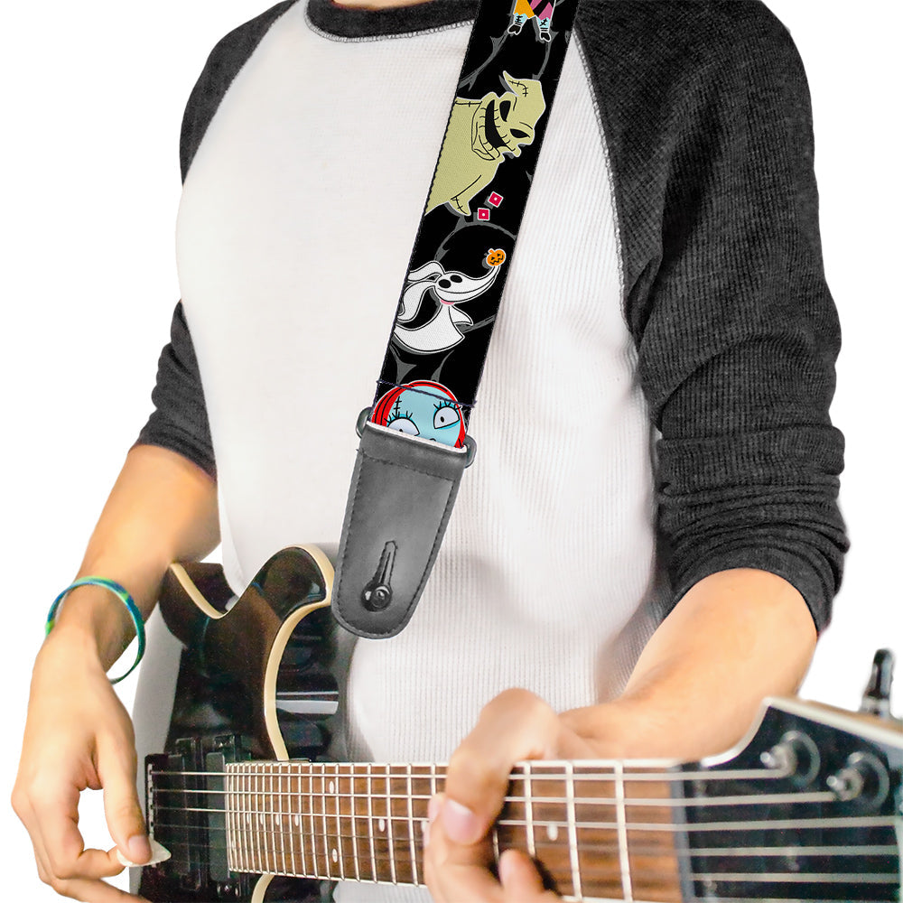 Guitar Strap - Nightmare Before Christmas 4-Mini Character Poses Black Gray