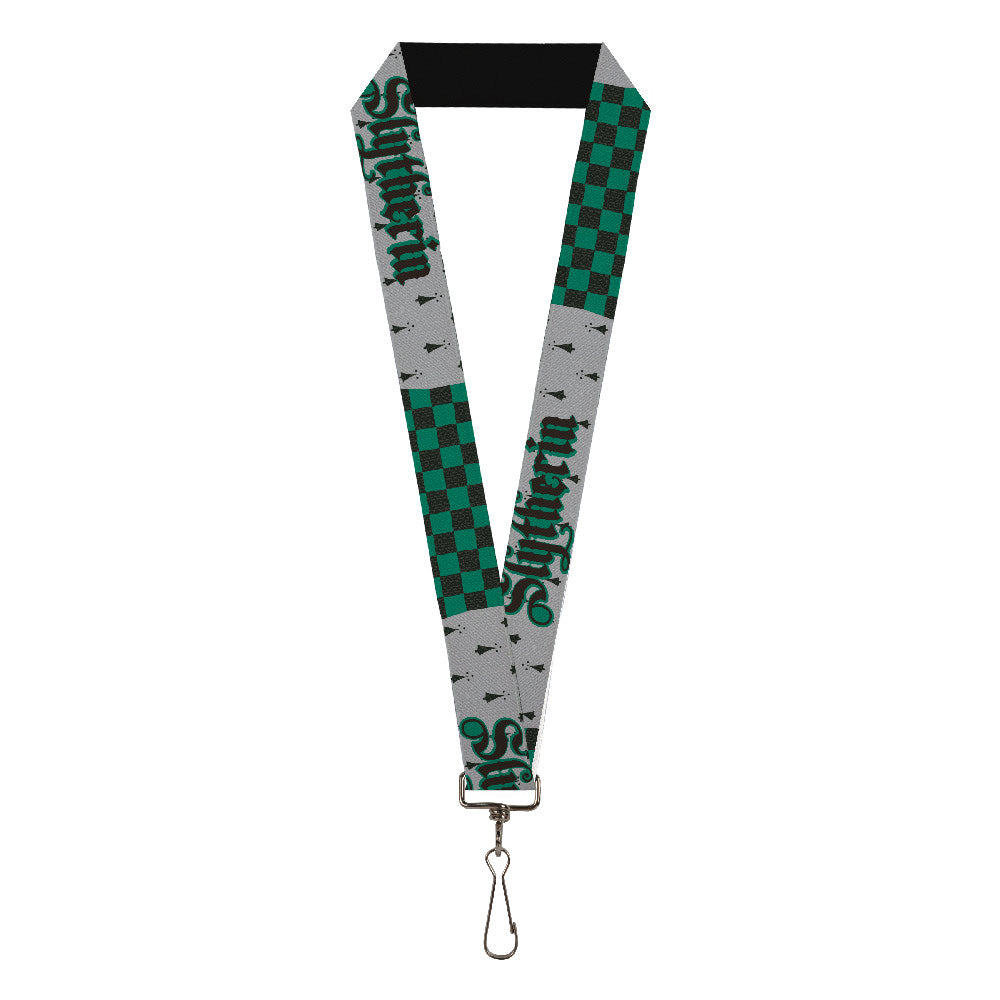 Lanyard - 1.0" - Harry Potter SLYTHERIN Checker Blocks Grays Greens