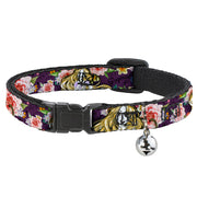 Cat Collar Breakaway - Rapunzel Poses Floral Collage Sketch Purple