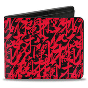 Bi-Fold Wallet - Mulan Chinese Characters Collage + Logo Black Red