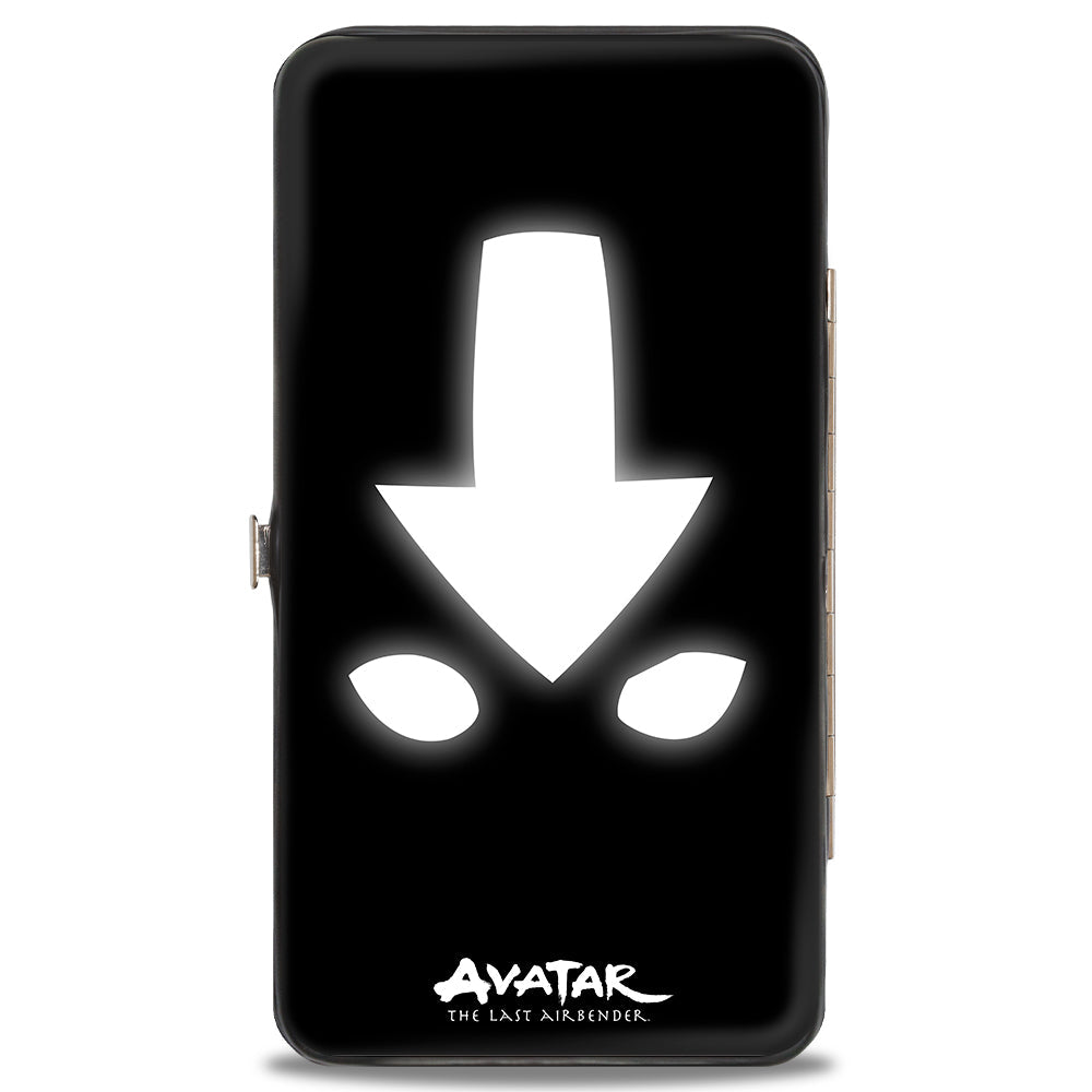 Hinged Wallet - Avatar the Last Airbender Aang Meditating Pose + Glowing Arrow Eyes Black White