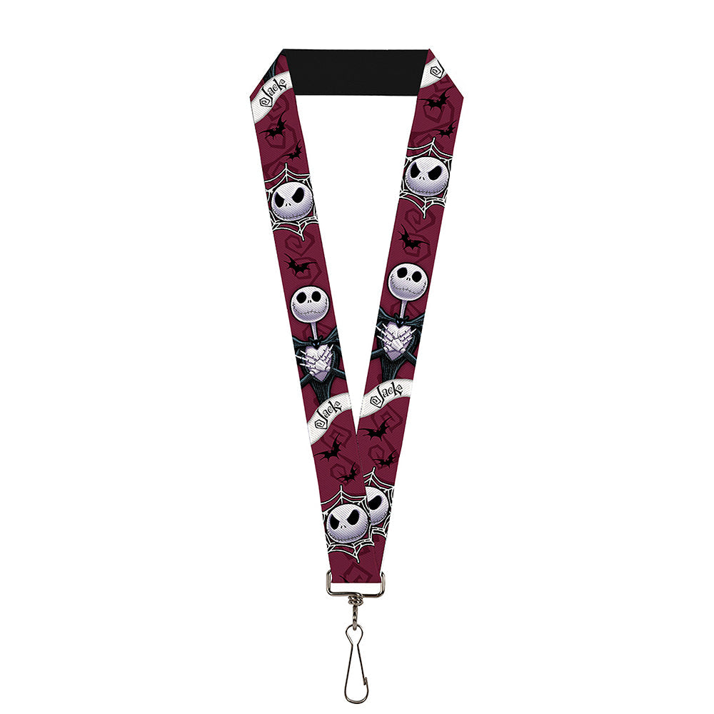 Lanyard - 1.0" - Nightmare Before Christmas Jack Face Corpse Pose JACK Banner Reds Black White Grays