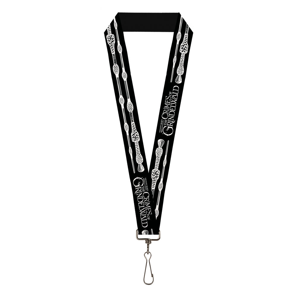 Lanyard - 1.0" - FANTASTIC BEASTS THE CRIMES OF GRINDELWALD Elder Wand Flip Black White