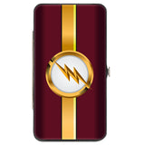 Hinged Wallet - The Flash Logo10 Stripe Burgundy Golds White