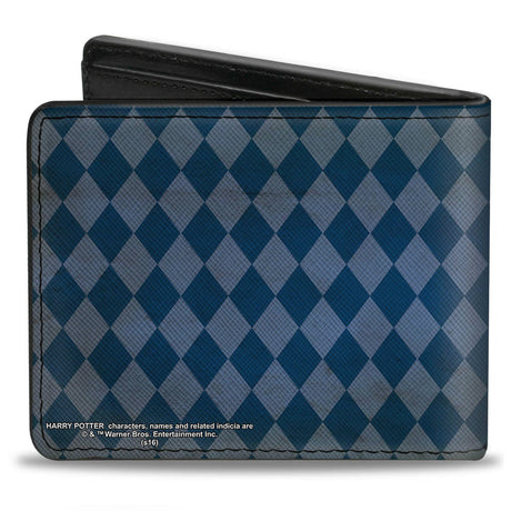 Bi-Fold Wallet - RAVENCLAW Crest Diamonds Weathered Blues Gold