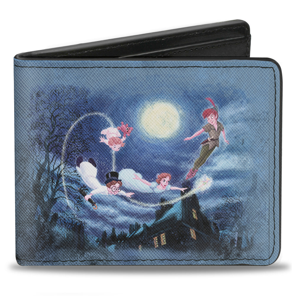 Bi-Fold Wallet - Peter Pan Flying Scene + TAKE ME TO NEVERLAND Blues Golds White