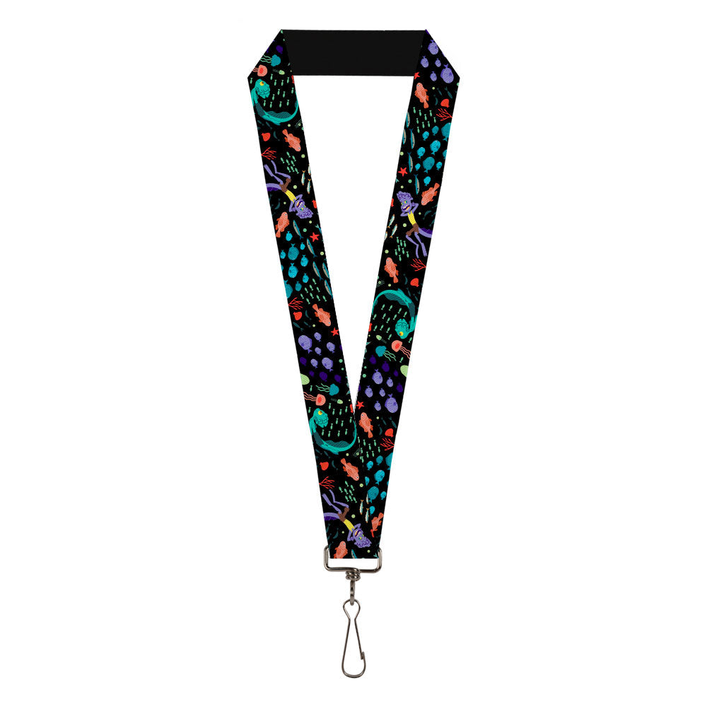 Lanyard - 1.0" - Luca Isola del Mar Luca and Alberto Sea Monsters School of Fish Collage Black