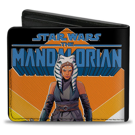 Bi-Fold Wallet - STAR WARS THE MANDALORIAN Ahsoka Tano Diamond Pose Black Oranges Blue