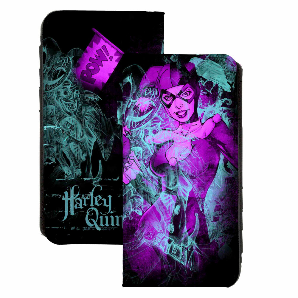 Canvas Snap Wallet - HARLEY QUINN Pow Pose Joker Sketch Black Turquoise Fuchsia