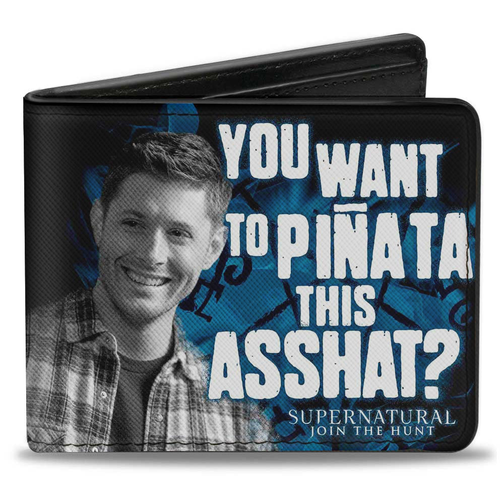 Bi-Fold Wallet - Dean Pose3 YOU WANT TO PINATA THIS ASSHAT? Black Blues Grays White