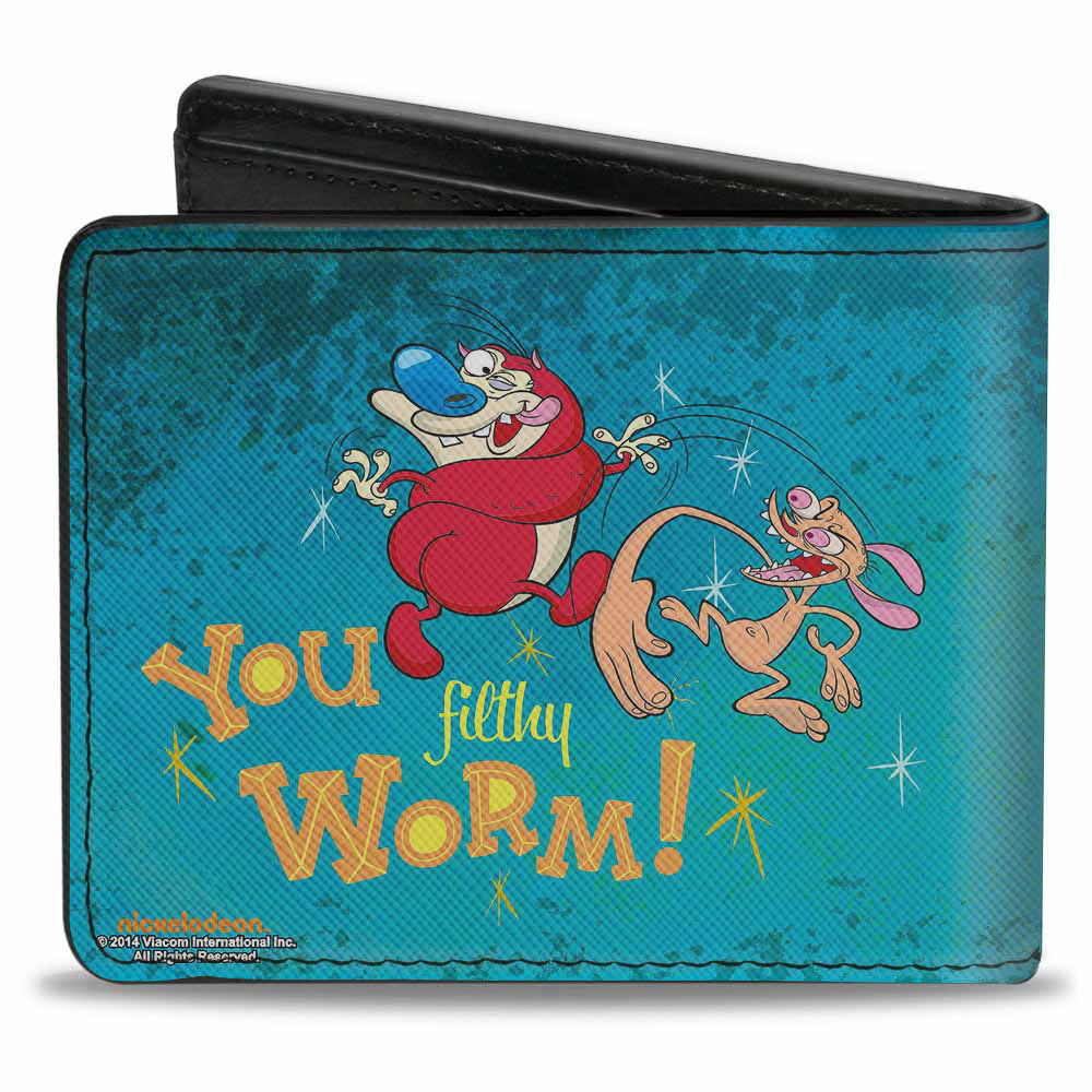 Bi-Fold Wallet - Ren Slapping Stimpy YOU FILTHY WORM!