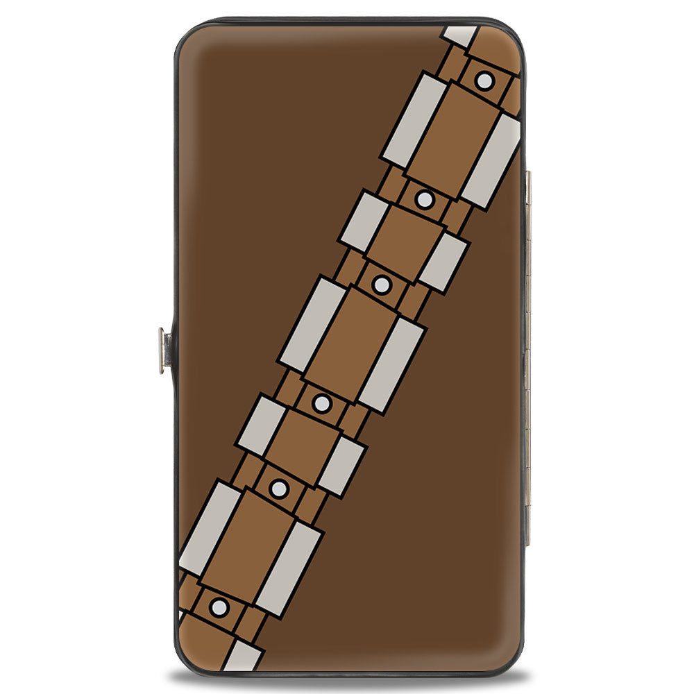 Hinged Wallet - Star Wars Chewbacca Mono Line Face + Bandolier Strap Brown Black Grays