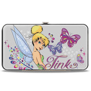 Hinged Wallet - Tinker Bell Over Shoulder Pose Sketch TINK + Butterflies Grays Multi Color