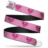 Superman Full Color Pink Seatbelt Belt - Superman Shield Pink Webbing