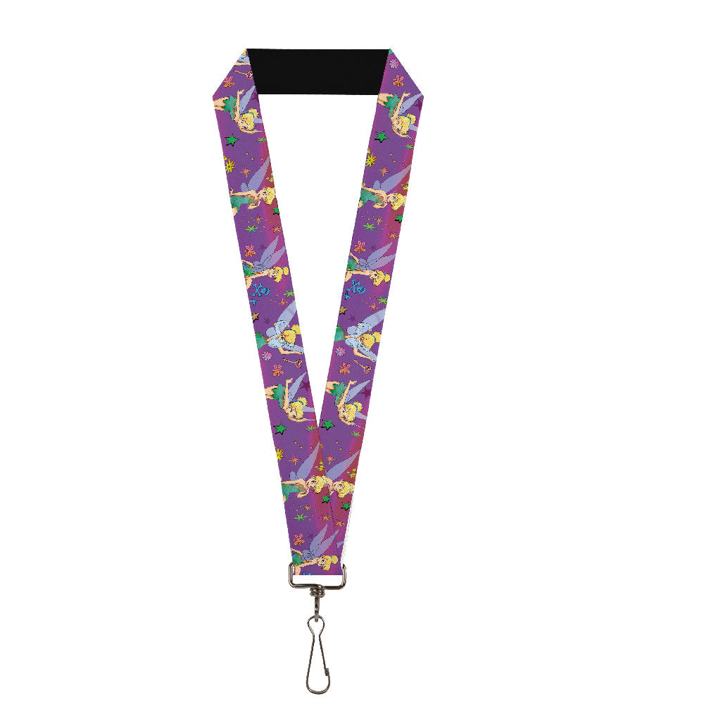 Lanyard - 1.0" - Tinker Bell Poses Flowers Stars Skull Purple