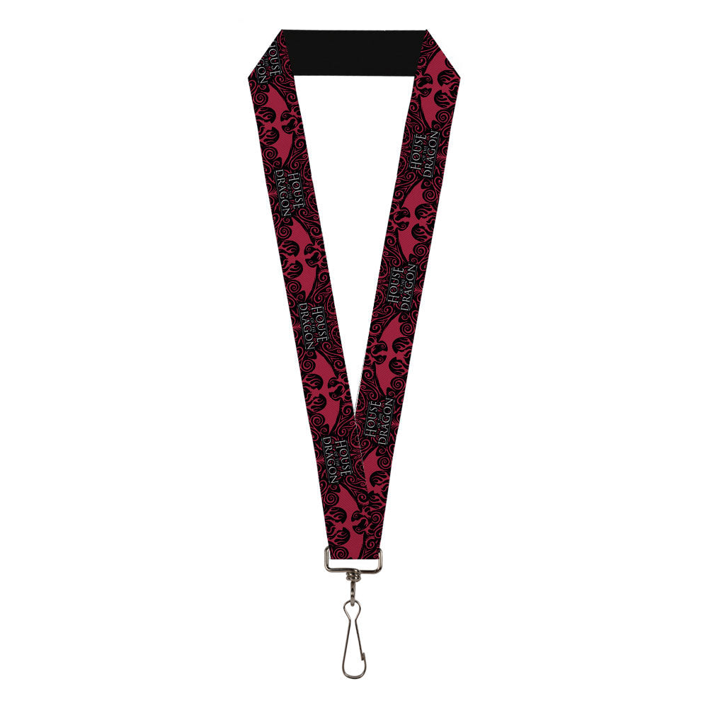 Lanyard - 1.0" - HOUSE OF THE DRAGON Dragon Icon Black Red White