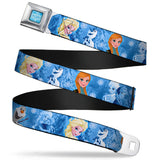 FROZEN Logo Full Color Blues Seatbelt Belt - Frozen Character Poses Blues Webbing