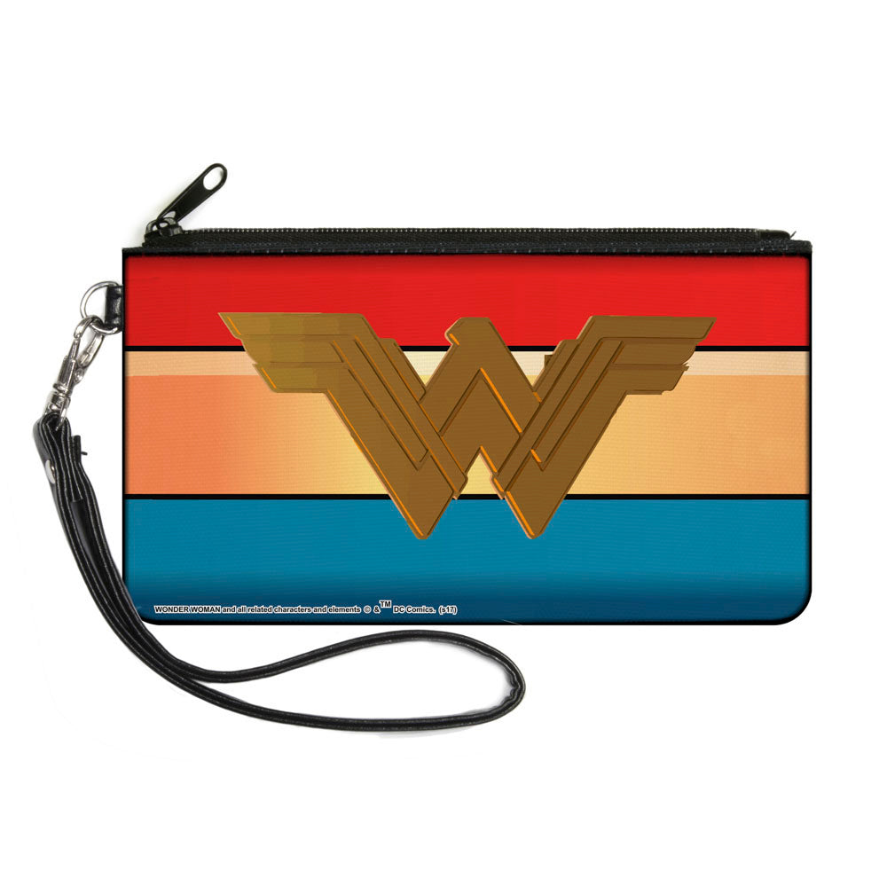 Canvas Zipper Wallet - SMALL - Wonder Woman 2017 Icon Stripe Red Golds Blue