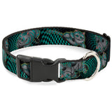 Plastic Clip Collar - Cheshire Cat 4-Poses Checkers Teal/Black