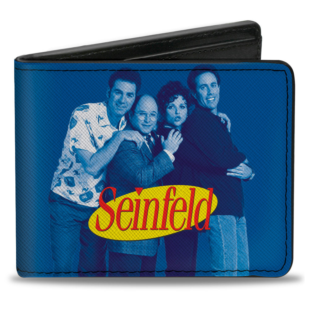 Bi-Fold Wallet - Seinfeld Group Pose + A SHOW ABOUT NOTHING Quote Blues Yellow White