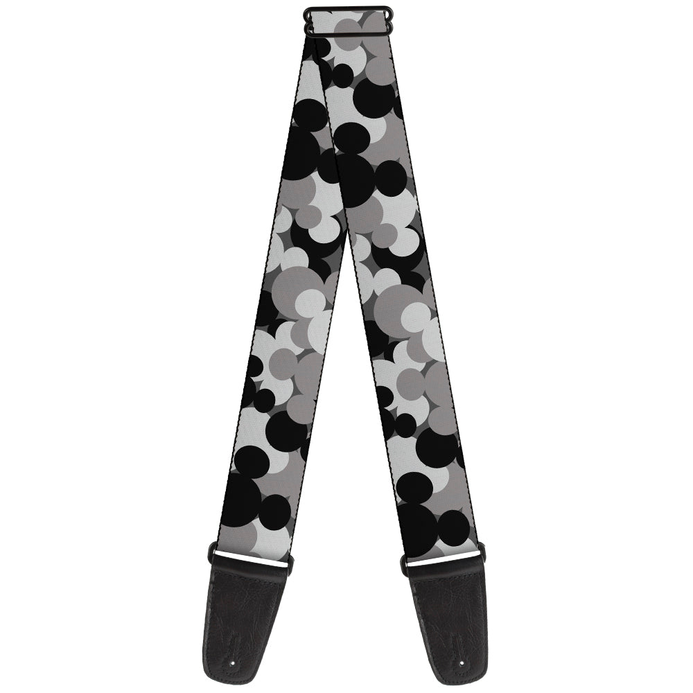 Guitar Strap - Mickey Mouse Head Stacked Black Grays