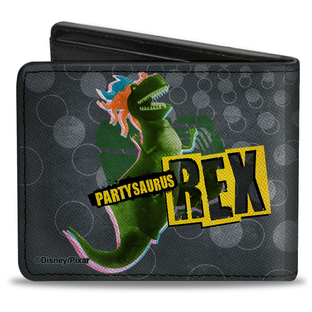 Bi-Fold Wallet - Toy Story PARTYSAURUS REX Dancing Pose Grays Multi Color