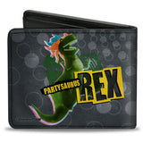 Bi-Fold Wallet - Toy Story PARTYSAURUS REX Dancing Pose Grays Multi Color