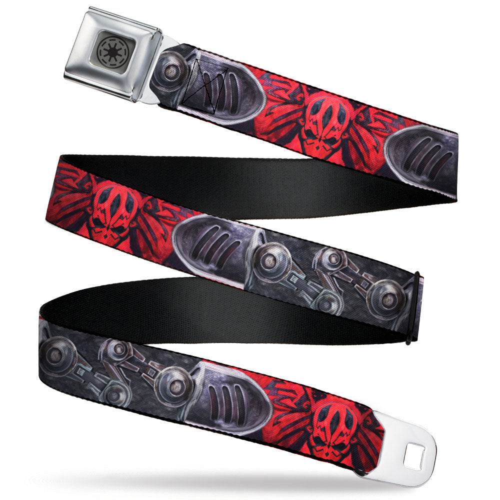 Star Wars Galactic Republic Insignia Full Color Gray/Black Seatbelt Belt - Star Wars Clone Wars Darth Maul Bounding Black/Reds/Grays Webbing