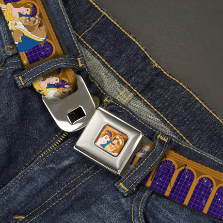 Belle & Beast Ball Scene Full Color Seatbelt Belt - Beast & Belle Ball Scene Poses2 Webbing