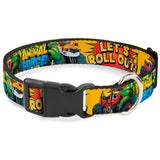 Plastic Clip Collar - Blaze & Stripes ANIMAL FORCE Pose/LET'S ROLL OUT! Pop Art Yellows/Reds