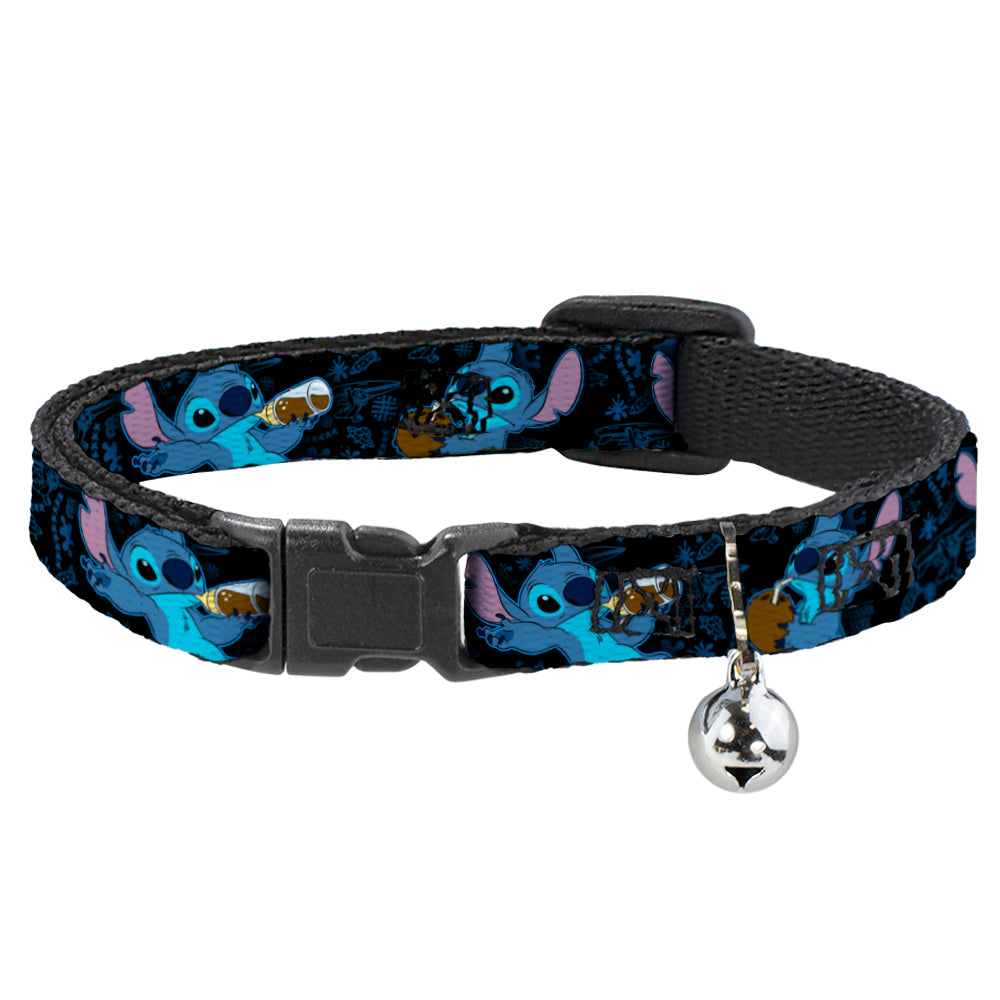 Cat Collar Breakaway - Stitch Snacking Poses Black Blue