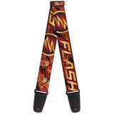 Guitar Strap - THE FLASH Logo Poses Black Red Gold