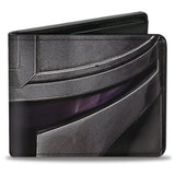 Bi-Fold Wallet - Star Wars The Mandalorian Helmet CLOSE-UP Grays Purples