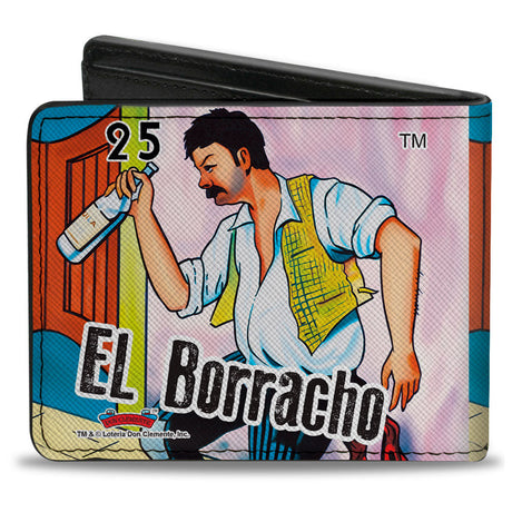 Bi-Fold Wallet - Loteria EL BORRACHO Drinking Pose Close-Up