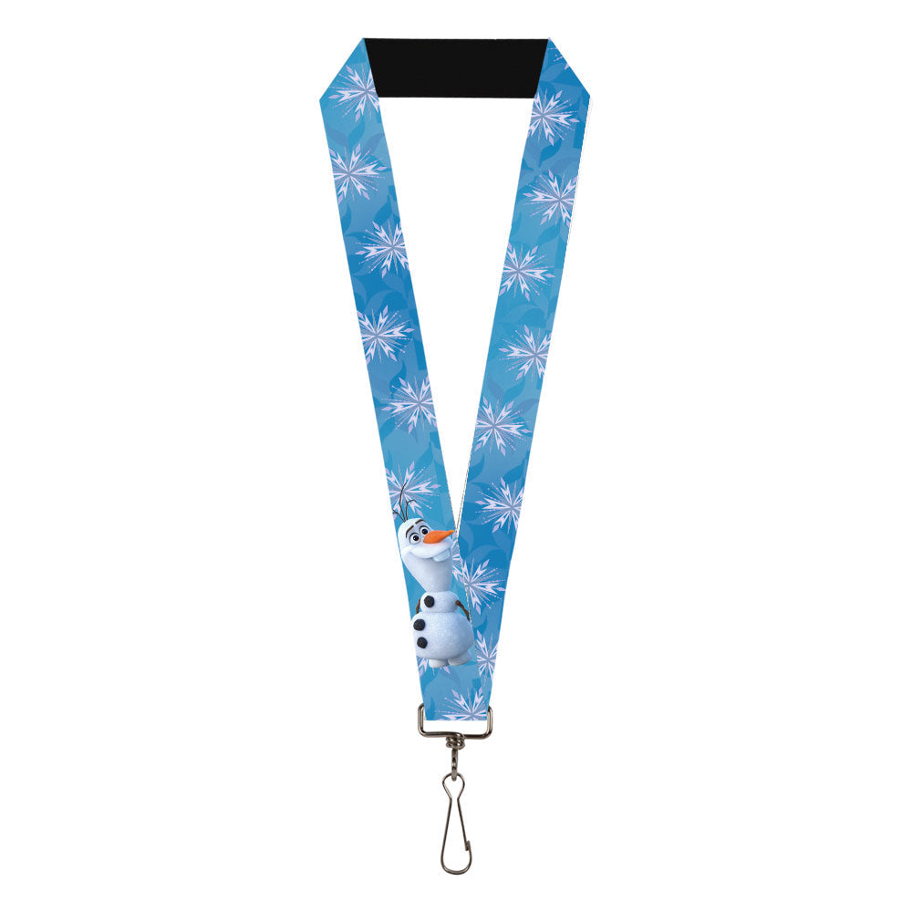 Lanyard - 1.0" - Frozen II Olaf Backwards Pose Snowflakes Blues Lavender White